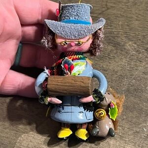 Handcrafted Yule log ornament vintage